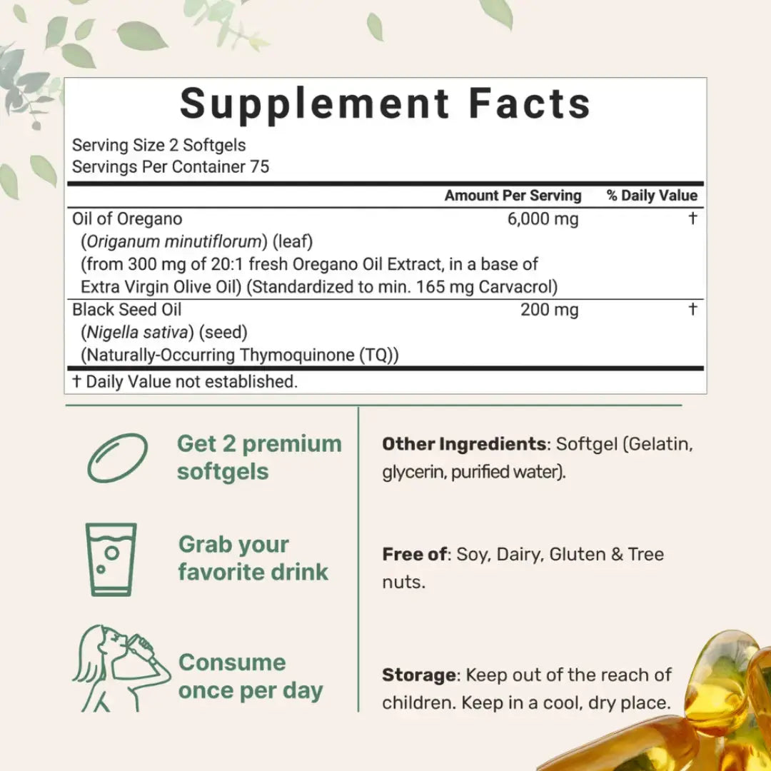 Aceite de Orégano con Aceite de Semilla Negra My Store