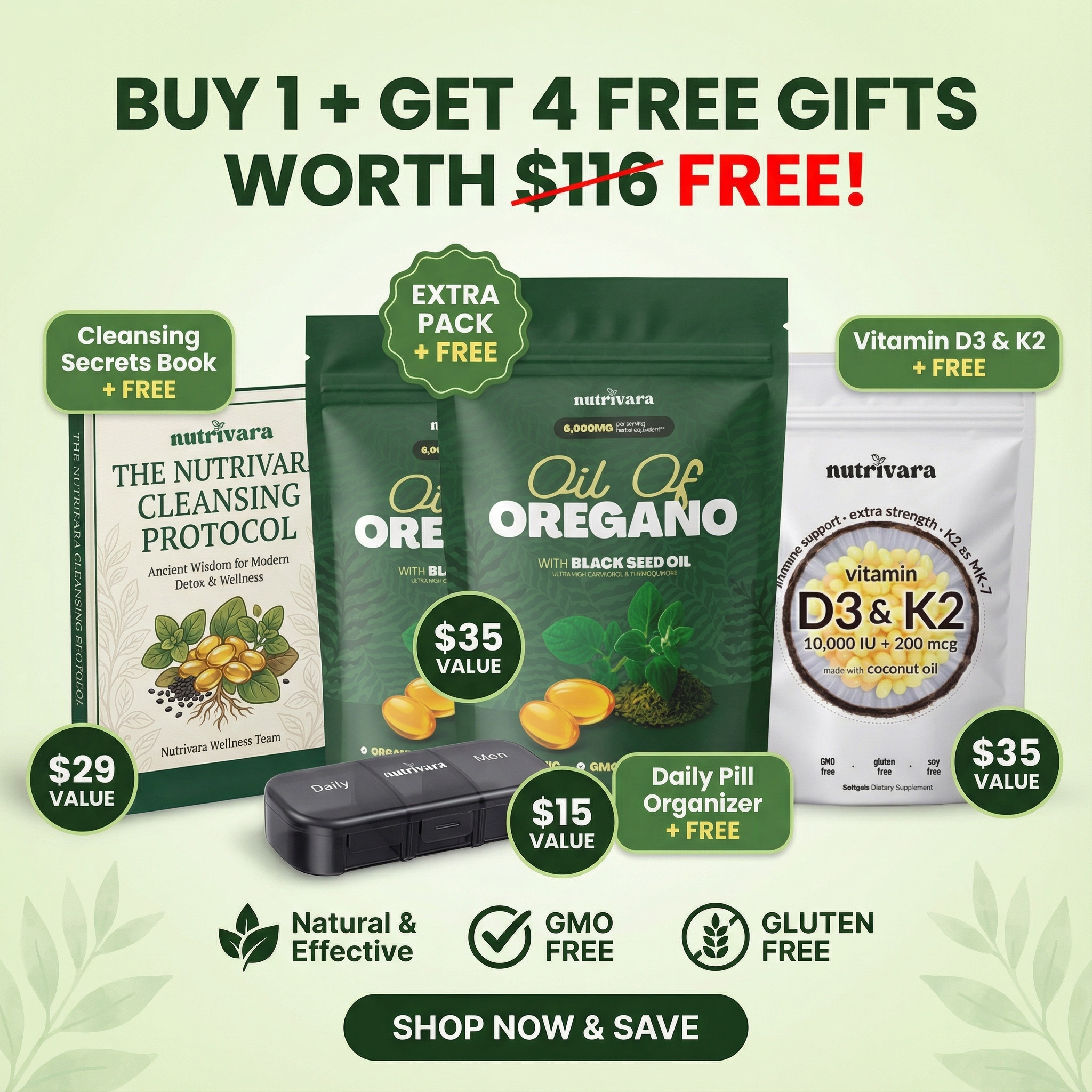 Oil of Oregano Softgels + 4 FREE GIFTS